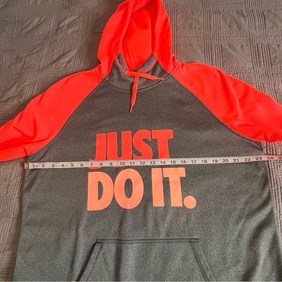 Nike Therma-Fit Gray Orange Hoodie Sweatshirt Just Do It Spellout Womens Size XL - Picture 8 of 10